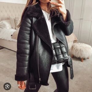 Zara faux leather motorcycle jacket